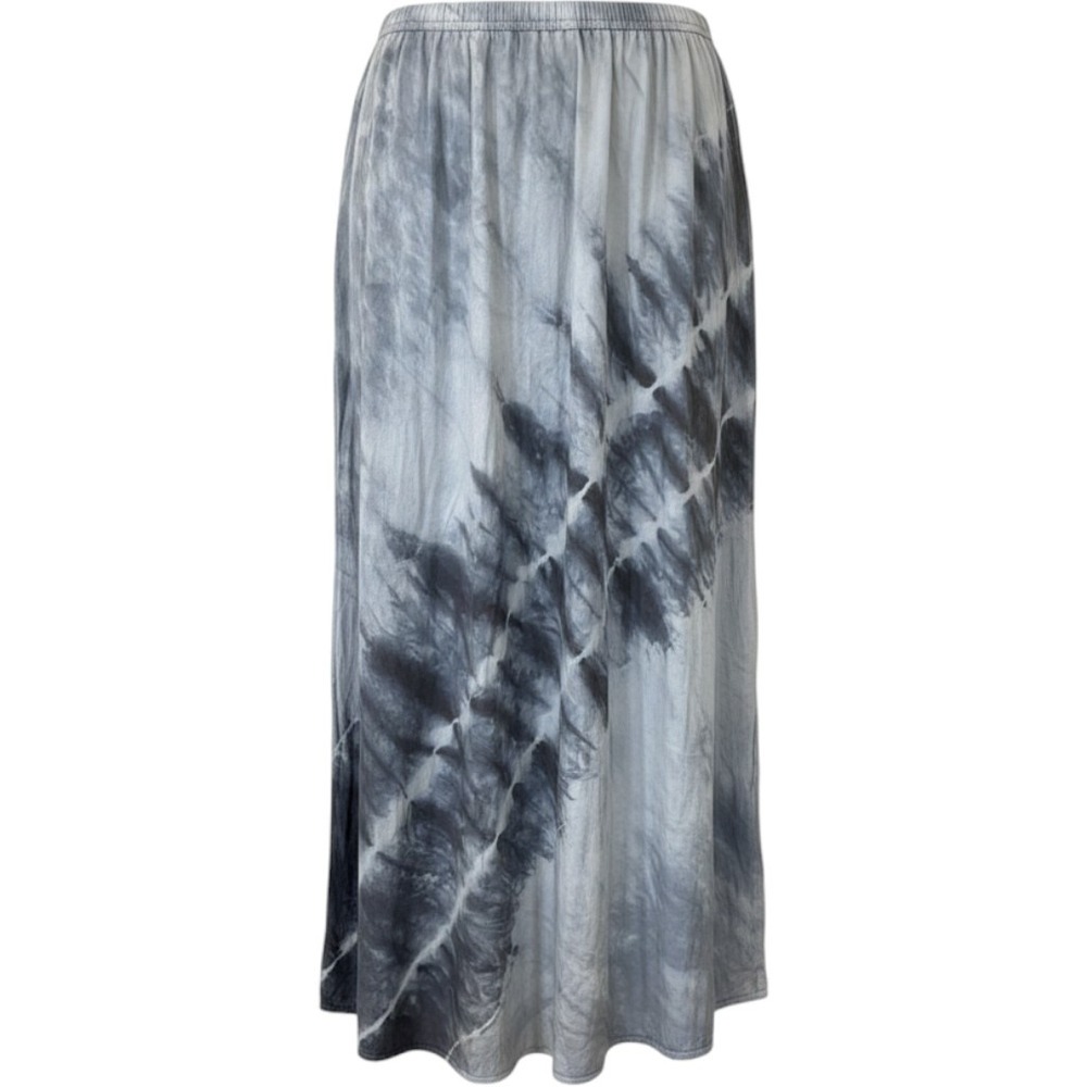 Pure Jill Grey Tie Dye Maxi Skirt Petite Medium Elastic Waist Boho Slit Hem